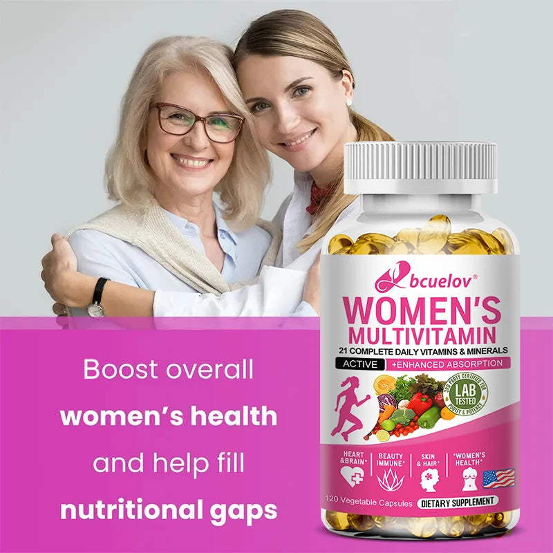 Daily Multivitamin for Women Capsules - Multivitamin and Multimineral Supplement for Skin Hair Health Energy Immune Support Healthy supplements