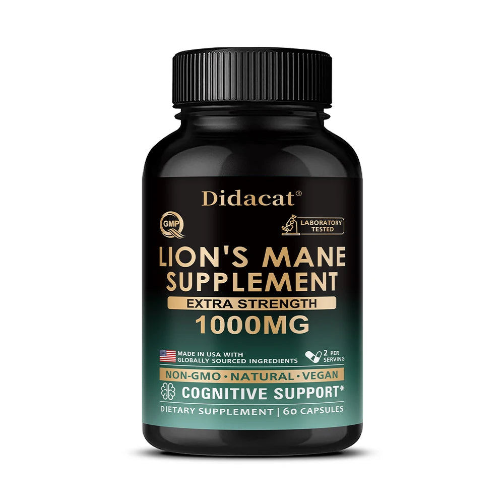 Lion's Mane Mushroom Capsules, Brain Wellness Supplement, Support Memory, Focus, Nerve Health, Mood, Energy & Immune Balance Healthy supplements