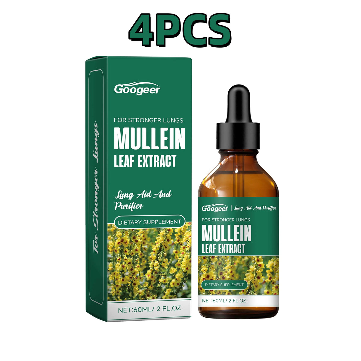 60ml Googeer Mullein Oral Supplement Support Cardio Brain Health Respiratory Comfort Anti Aging Metabolic Boost Heart Wellness Healthy supplements