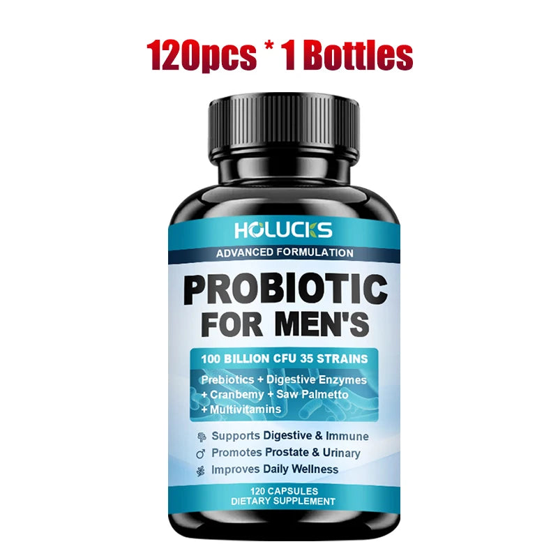 HOLUCKS Men's Probiotic Supplement with Prebiotics & Enzymes, Support Gut Health, Immune System & Daily Overall Wellness for Men Healthy supplements