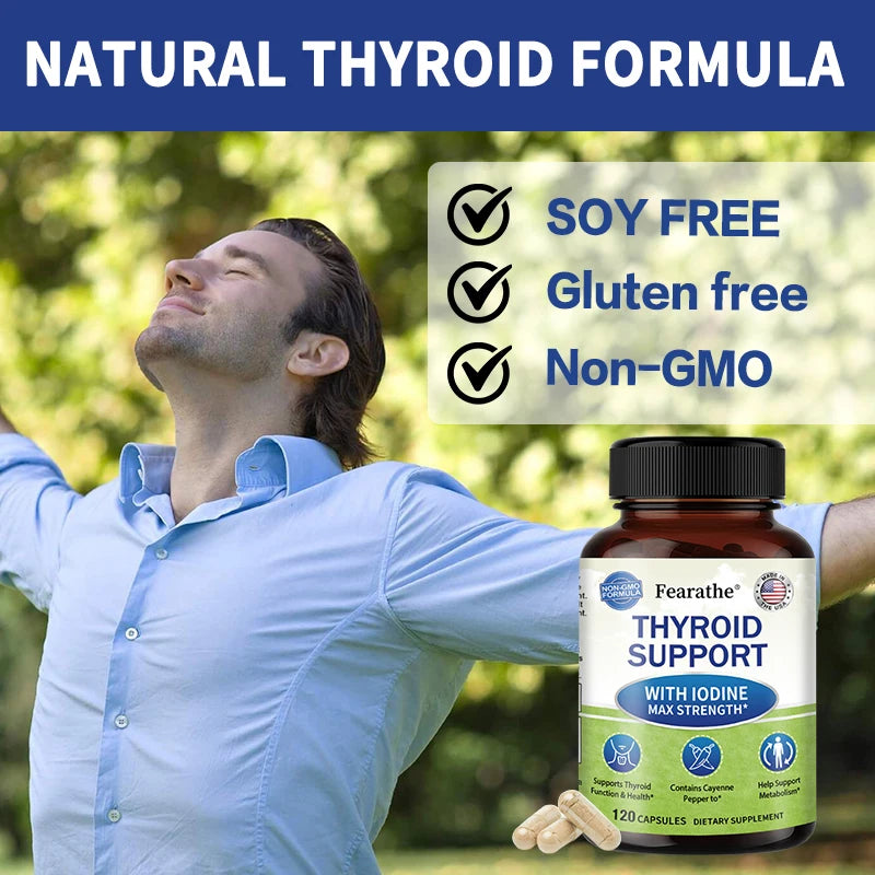 Thyroid Supplement for Men and Women - Thyroid Health, Metabolism, Energy and Focus Formula - 120 Capsules,Non-GMO Healthy supplements