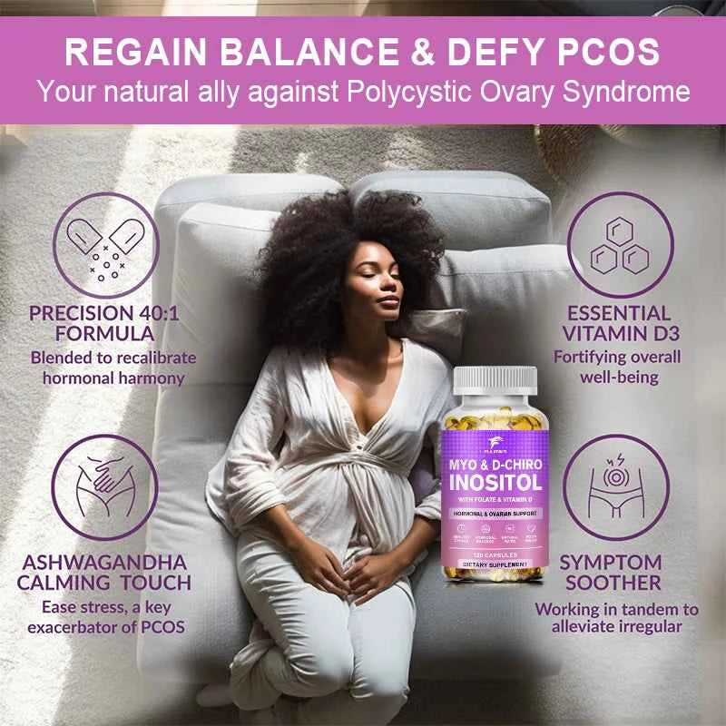 Premium Myo & D-Chiro Inositol Supplement, Support Hormone Balance, Healthy Cycles, Female Ovarian Health & Sugar Cravings