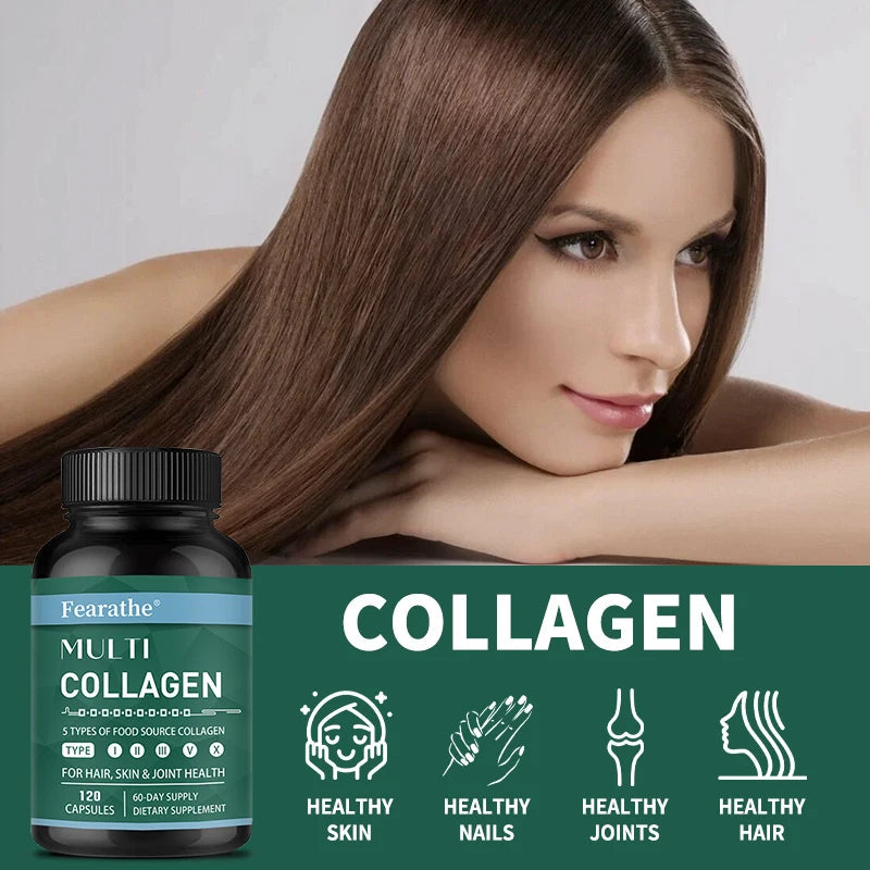 Advanced Multi Collagen with Vitamin C, Hair Skin and Nails Health Vitamins for Women and Men - with Types I II III V X Healthy supplements