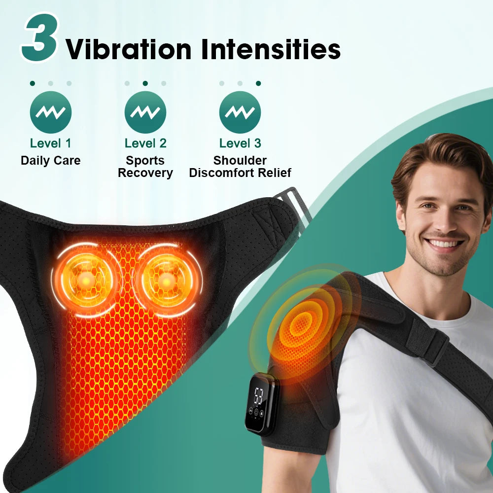 Electric Heating Shoulder Brace Vibration Hot Compress Shoulder Massage Support Belt Strap For Joint Brace Care Muscle Relaxatio Healthy supplements