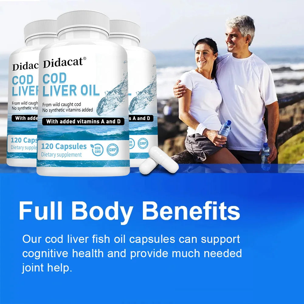 Cod Liver Oil Plus Vitamins A and D Dietary Supplement Softgels for Immune Health, Promoting Bone, Skin Health, Vision Support Healthy supplements