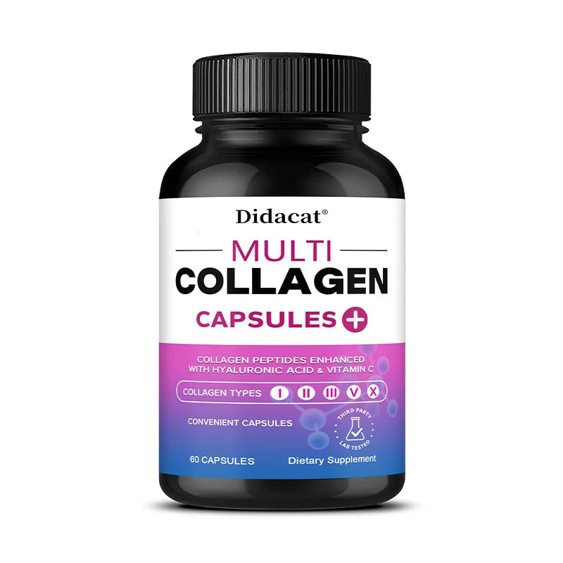 Multi Collagen Capsules with Hyaluronic Acid & Vitamin C, Support Cardiovascular, Skin Hair Nail Joint Bone & Digestive Wellness Healthy supplements