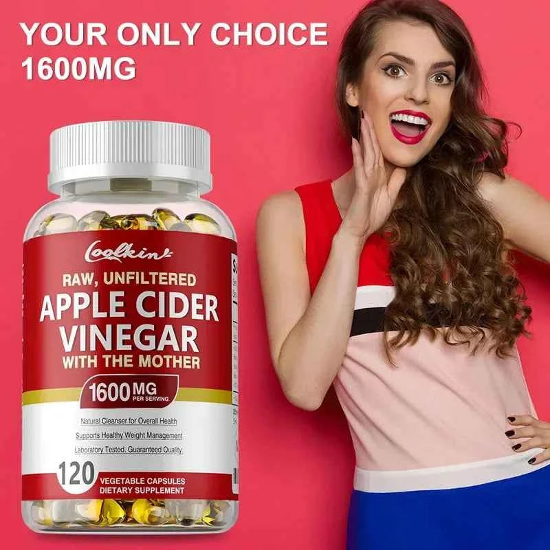 Apple Cider Vinegar Capsules - Supplement B Vitamins, Weight Management, Detox, Relieve Bloating and Constipation, Fat BurnerSup