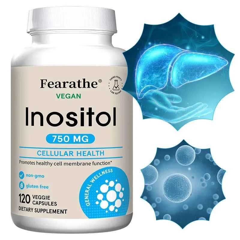 Inositol 750mg Capsules, Pure Inositol Supplement, Support Female Body Wellness, Immune, Metabolic Balance & Relaxed Mood