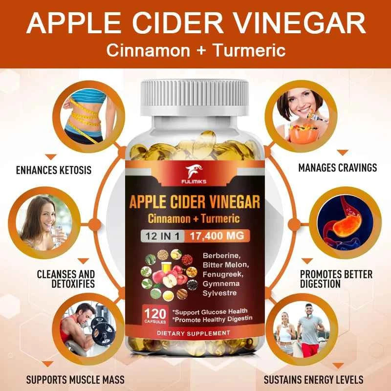 Buy 1 Get 1 Free! Premium Apple Cider Vinegar Capsules for Digestive Health & Natural Weight Management