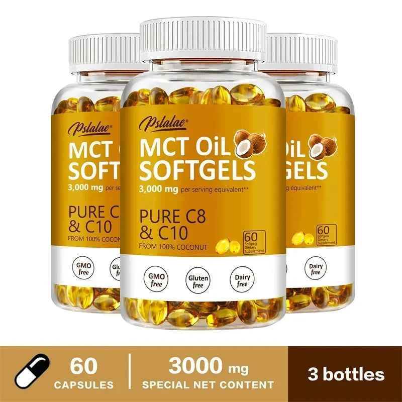 MCT Oil Softgels - Supports Energy, Focus and Mental Clarity, Weight Management, Improves Digestion, Brain Supplement