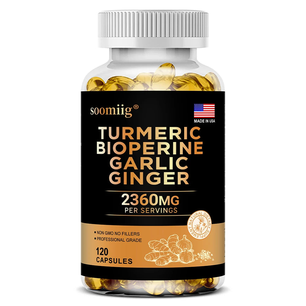 Turmeric Ginger Supplement with Garlic Curcumin Black Pepper, Support Joint Health, Promote Digestion, and Boost Immune Health Healthy supplements