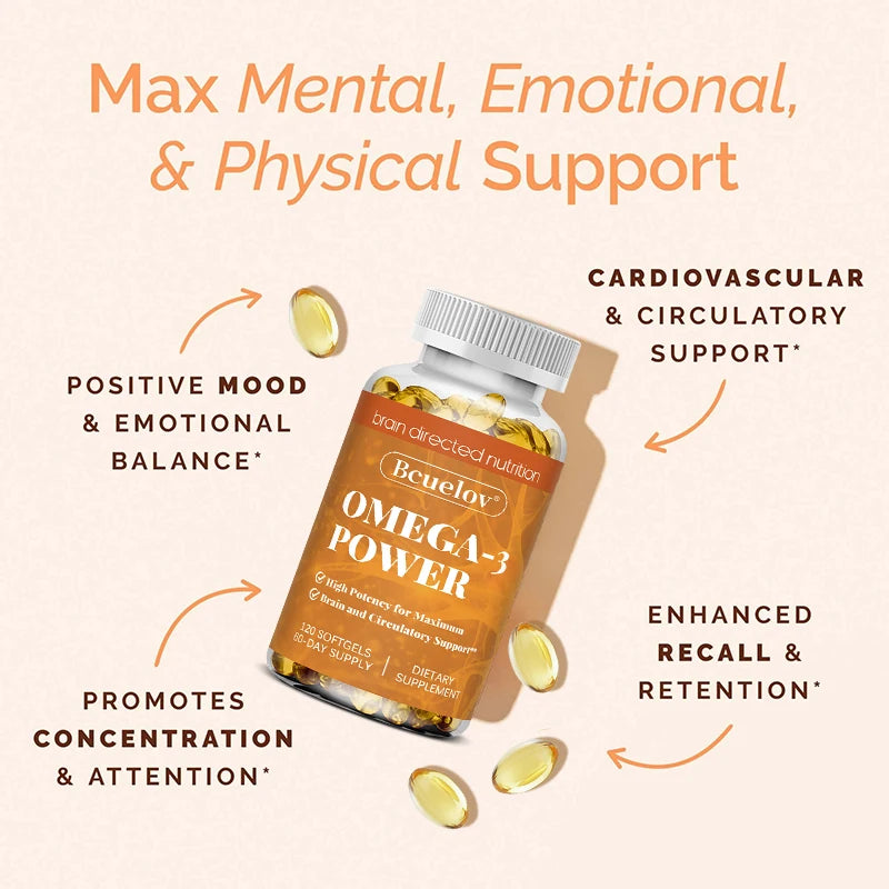 Omega-3 Fish Oil - High-Potency EPA & DHA Supplement for Men & Women, Supports Heart, Joint, Brain Health, Non-GMO, Gluten-Free Healthy supplements