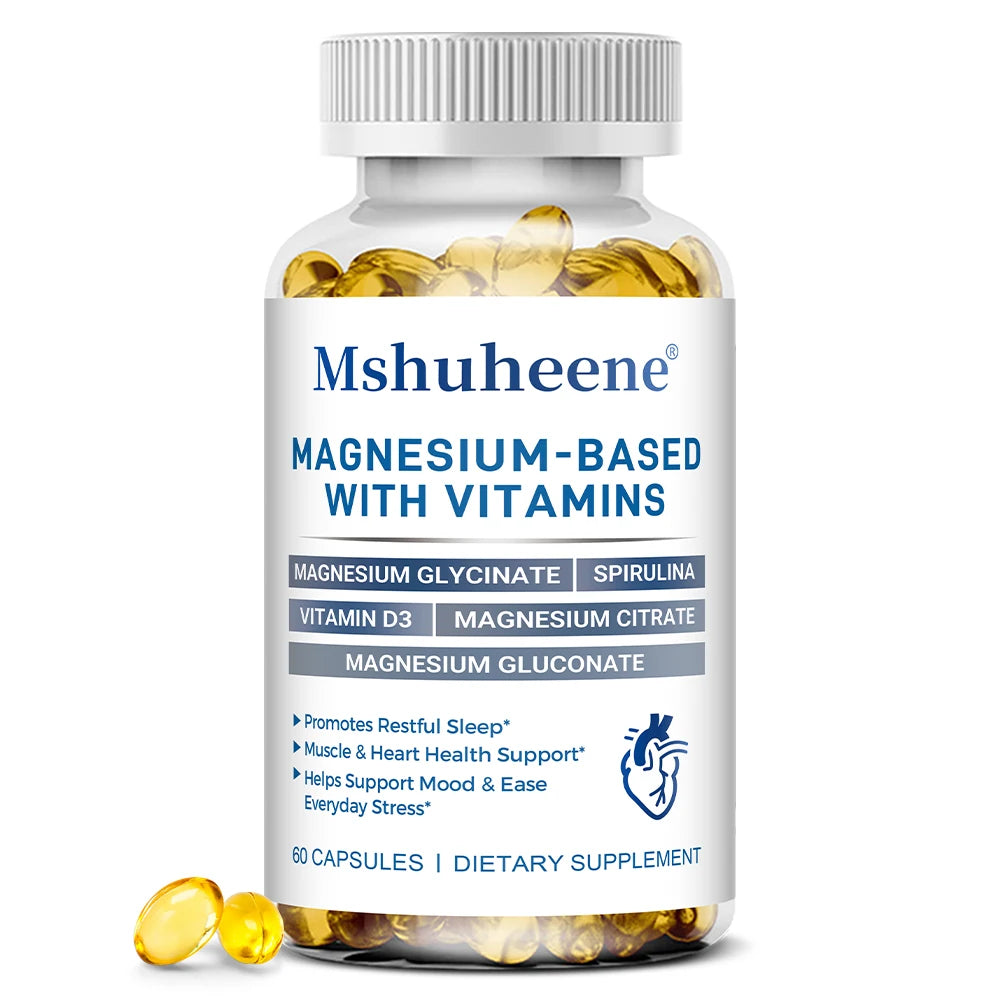 Magnesium 800mg Vitamin D3 Capsules, High Absorption, Supports Sleep, Muscle Recovery, Bone, Heart & Immune Health for Men Women Healthy supplements