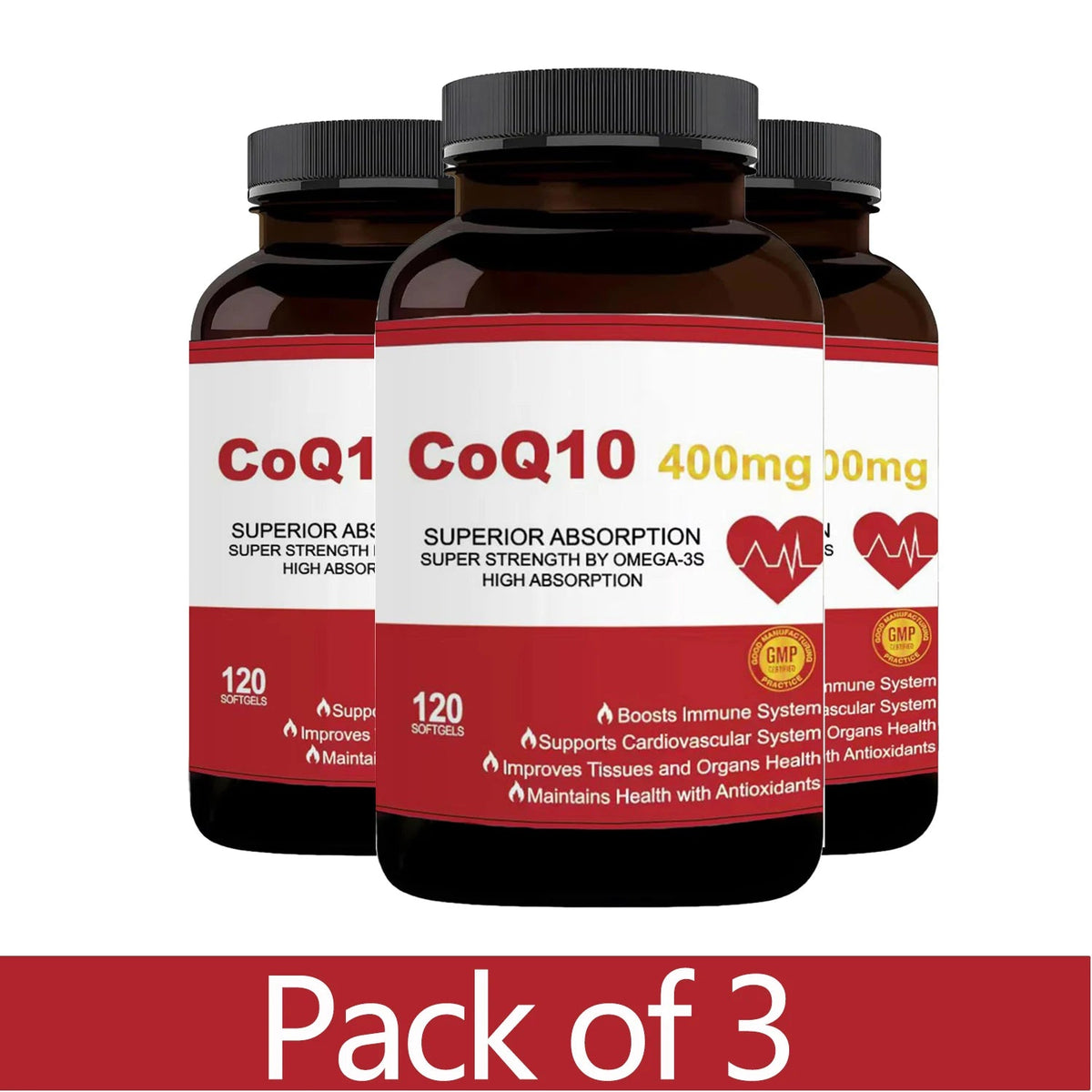 CoQ10 400mg with Omega-3, Antioxidant Supplement for Heart & Energy Health, Cellular Energy Support, Extra Strength Coenzyme Q10 Healthy supplements