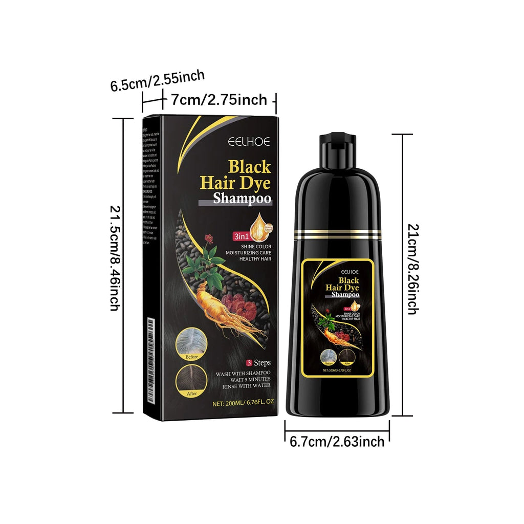 Black Hair Colouring Shampoo 3 in 1 Natural Herbal Essence Instant Colouring Shiny Hair Dye Shampoo Cleaning Nourishing Hair for Covering White Healthy supplements