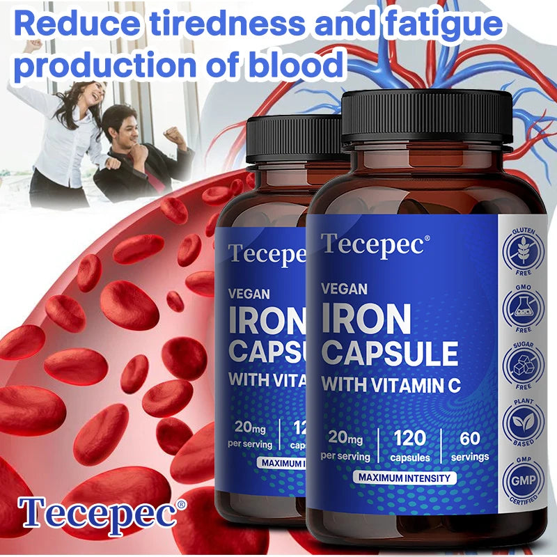 Iron Supplement with Vitamin C - Supports Energy Production, Immune Health, Oxygen Transport & Daily Wellness, Stomach-Friendly Healthy supplements