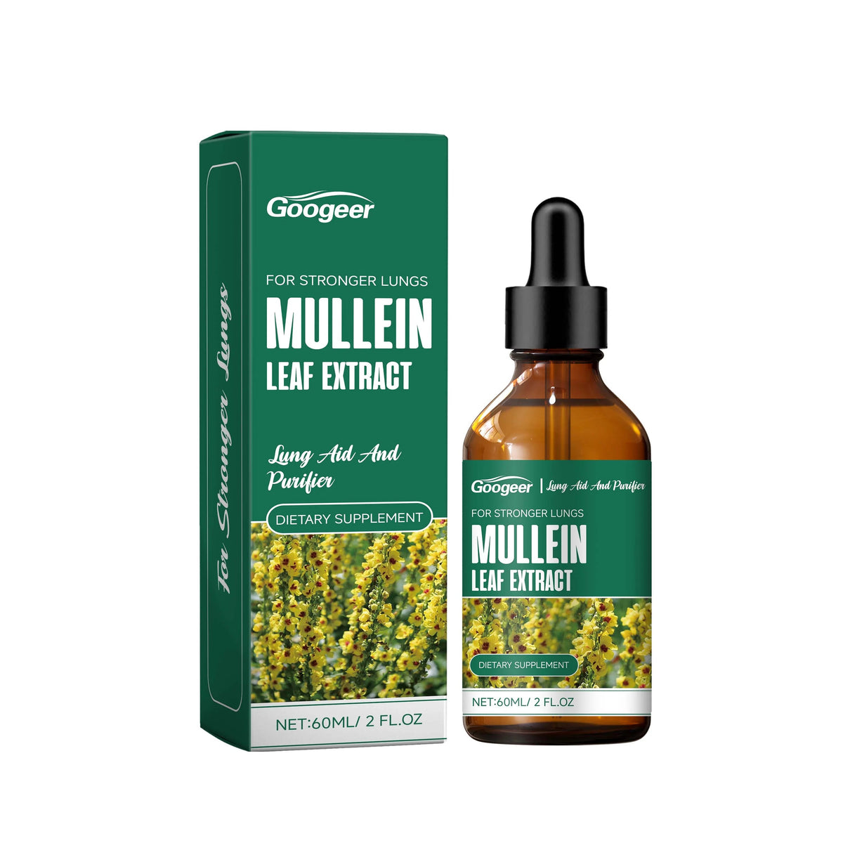 60ml Googeer Mullein Oral Supplement Support Cardio Brain Health Respiratory Comfort Anti Aging Metabolic Boost Heart Wellness Healthy supplements