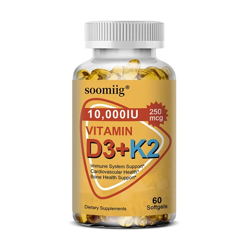 Vitamin D3 K2 Softgel Capsule Supplement Support Joint, Bone and Immune Health Strong Bones & Healthy for Men Women Healthy supplements
