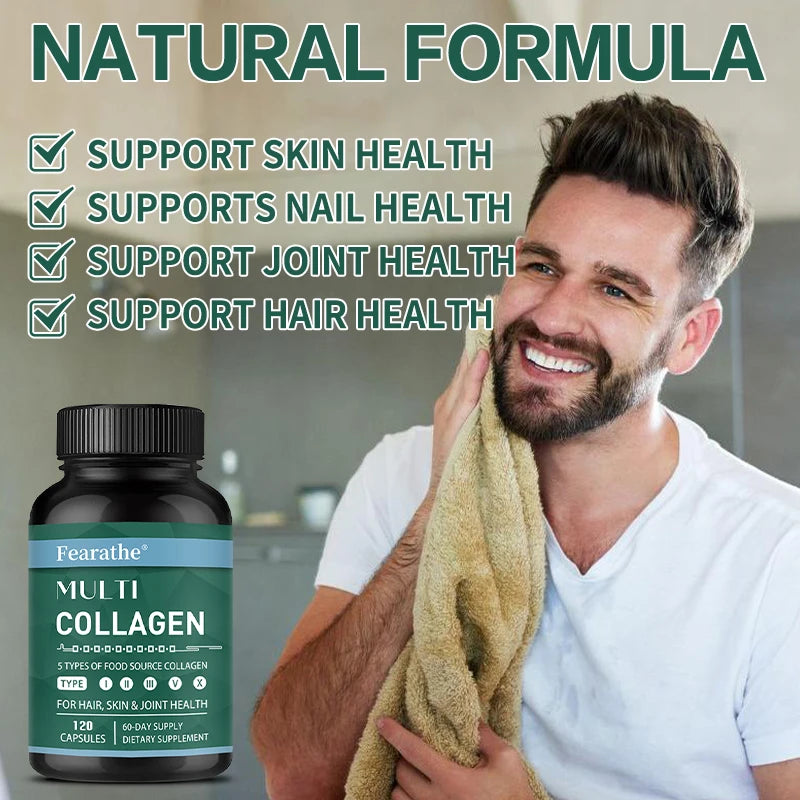 Advanced Multi Collagen with Vitamin C, Hair Skin and Nails Health Vitamins for Women and Men - with Types I II III V X Healthy supplements