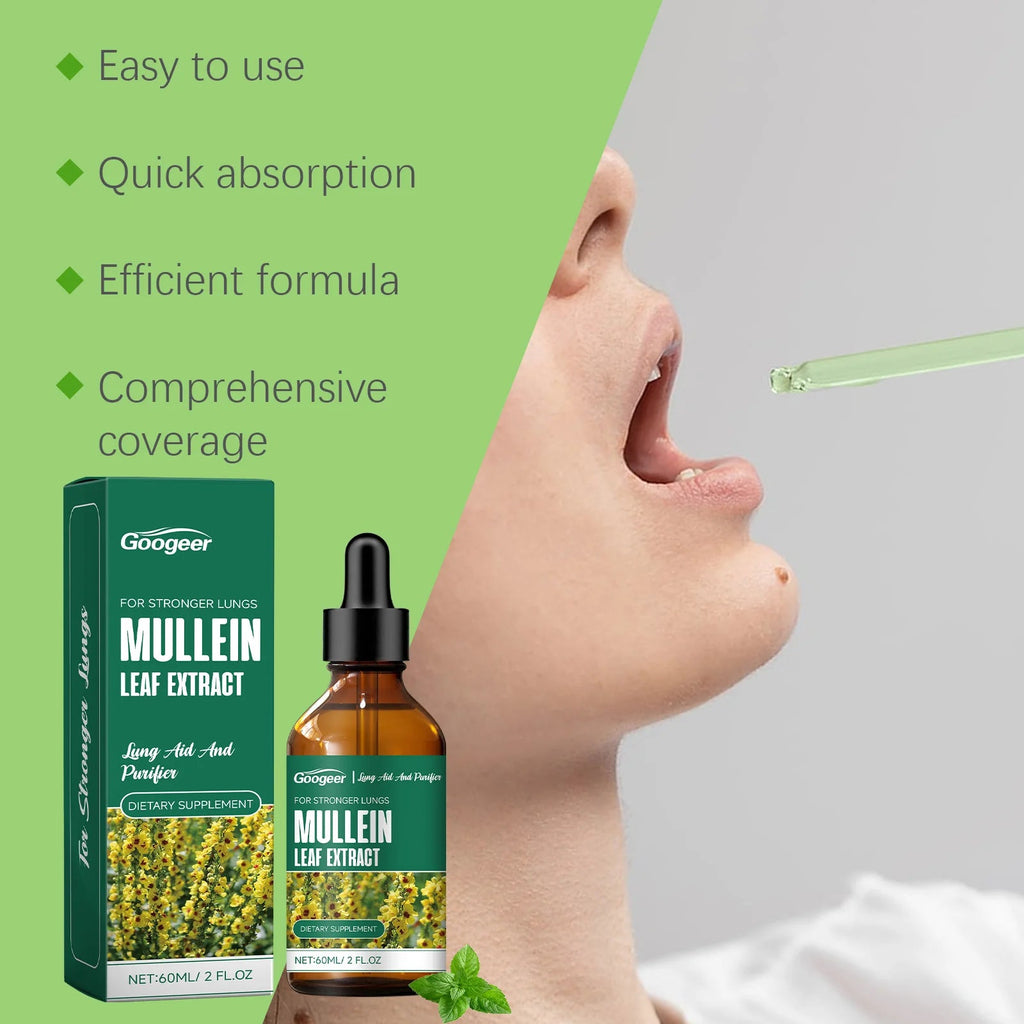 60ml Googeer Mullein Oral Supplement Support Cardio Brain Health Respiratory Comfort Anti Aging Metabolic Boost Heart Wellness Healthy supplements