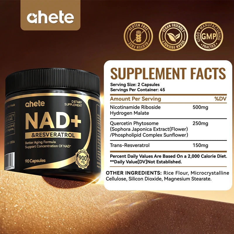 Nad + Resveratrol Supplement - Hypoallergenic, Easy To Swallow MNM For Energy & Overall Wellness. Healthy supplements