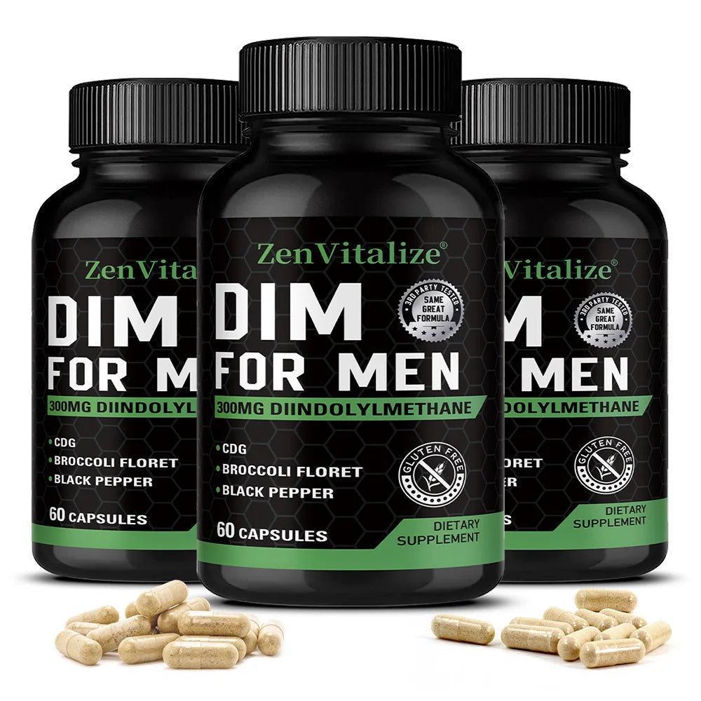 DIM Supplement for Men 300mg | Extra Strength Men’s Health Supplement with Broccoli and Black Pepper, Gluten-Free Healthy supplements