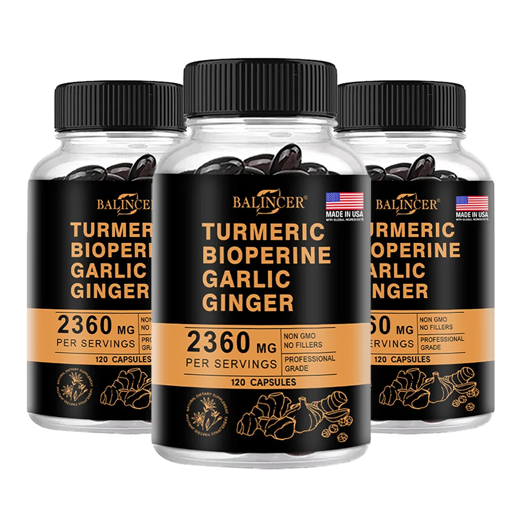 Turmeric Ginger Capsules 2360mg with Curcumin 95%, Garlic & Black Pepper, Joint Support, Digestion & Immune Health Supplement Healthy supplements