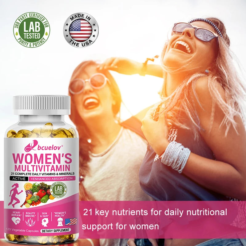 Daily Multivitamin for Women Capsules - Multivitamin and Multimineral Supplement for Skin Hair Health Energy Immune Support Healthy supplements