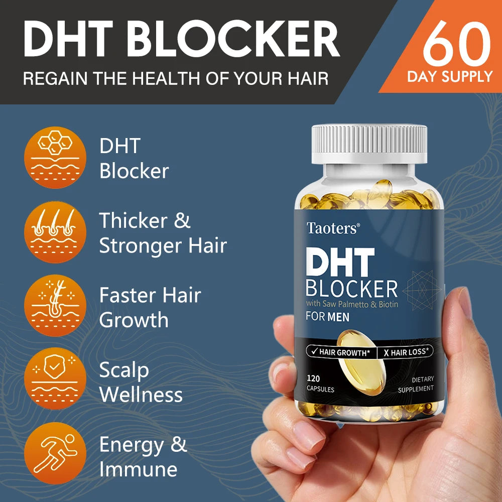 DHT Blocker Hair Growth Supplement with Saw Palmetto, Support Thicker Hair Reduce Thinning & Breakage, Boost Scalp Health Healthy supplements