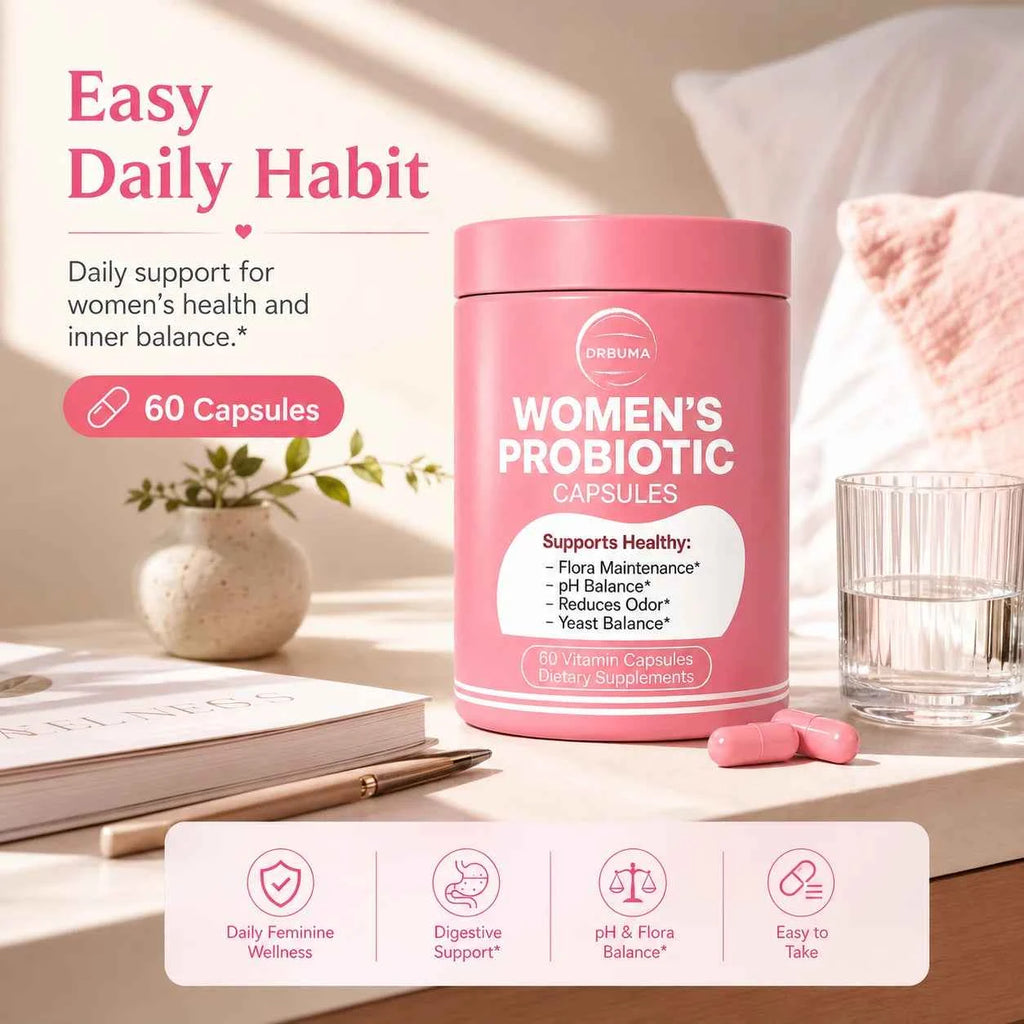60-Capsule Probiotic Supplement for Women, Ideal Daily Dietary Nutritional Supplement, Portable Pink Bottle, Daily Care Partner for Females, Easy to Carry for Home, Office and Travel Use, Nutritional Supplement for Women’s Vibrant Lifestyle