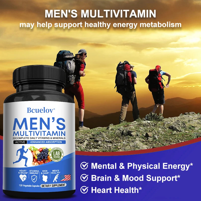 Men's Daily Multivitamin – 22 Vitamins & Minerals, Vegan Dietary Supplement for Energy Immunity Digestion Skin & Overall Health Healthy supplements