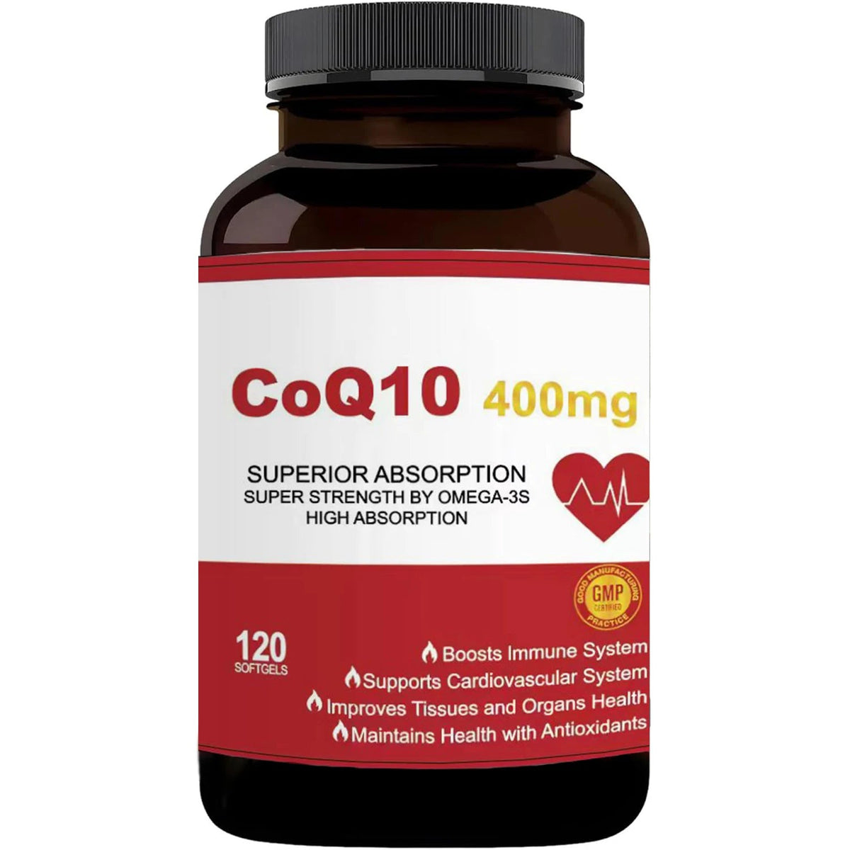 CoQ10 400mg with Omega-3, Antioxidant Supplement for Heart & Energy Health, Cellular Energy Support, Extra Strength Coenzyme Q10 Healthy supplements