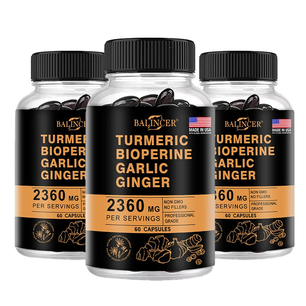 Turmeric Ginger Capsules 2360mg with Curcumin 95%, Garlic & Black Pepper, Joint Support, Digestion & Immune Health Supplement Healthy supplements