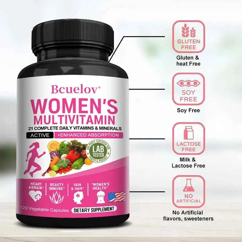 Women's Multivitamin Supplement Capsules - for Joints, Hair, Skin, Nails, Brain, Heart, Digestive and Immune Health