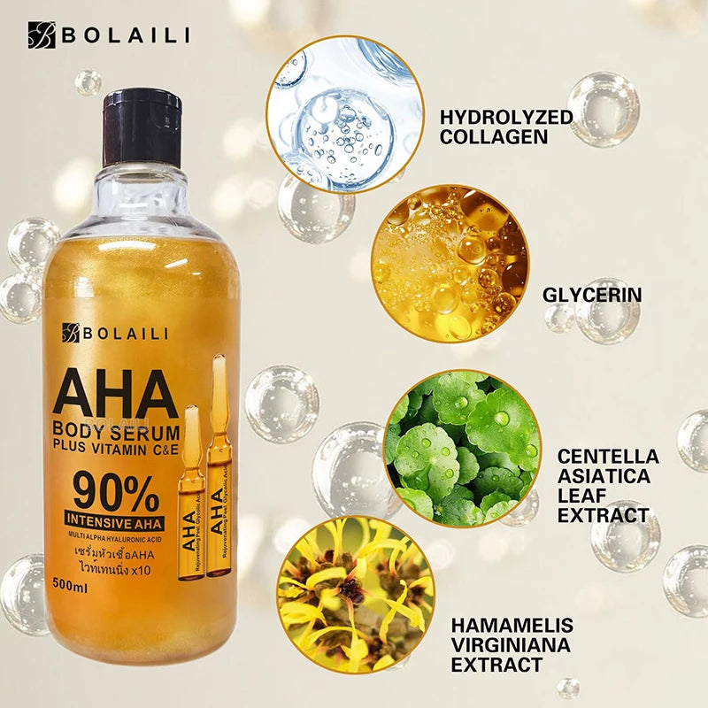 ALPHA Hydroxy Acids 24K Gold Face Body Serum Vitamin C&E Essence Firming Moisturizing Spots Remover Whitening Skin Care 500ml Healthy supplements