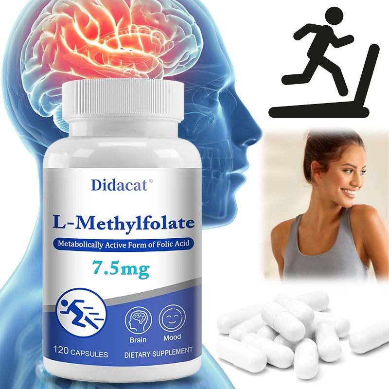 L-Methylfolate 7.5 Mg - L Methyl Folate, Methylfolate Supplement Capsules for Women & Men, Promote Brain Health, Focus, Calm Healthy supplements