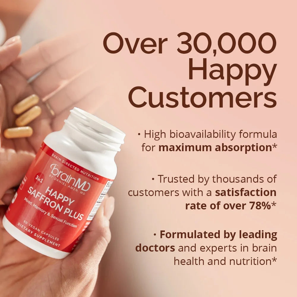 Happy Saffron Plus Supplements - Saffron Flower Extract Supplement for Eye Health Support - Mood Enhancer for Men & Women Healthy supplements