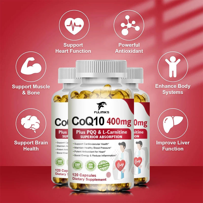 Premium Coenzyme Q10 Supplement, with Omega-3s & Vitamin E, Promotes Heart Health, Cellular Energy, Antioxidant & Healthy Aging Healthy supplements