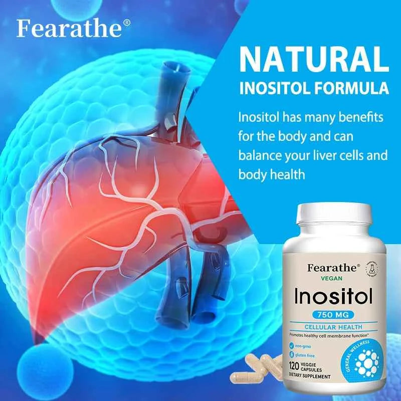 Inositol 750mg Capsules, Pure Inositol Supplement, Support Female Body Wellness, Immune, Metabolic Balance & Relaxed Mood