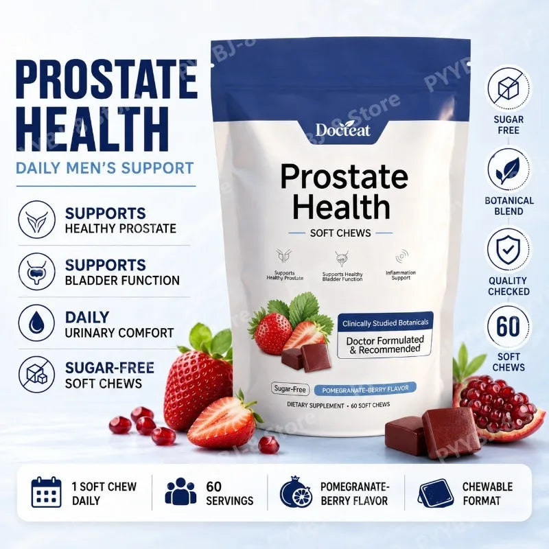 Men's Daily Prostate Health Supplement – Plant Sterols Beta-Sitosterol Zinc Vitamin C Selenium 60 Soft Chews Pomegranate-Berry Healthy supplements