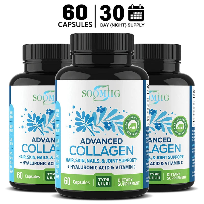 Multi Collagen Capsules, Hydrolyzed Collagen Supplement for Hair Skin Nails Joint & Bone Health, Anti-Aging Antioxidant Support Healthy supplements
