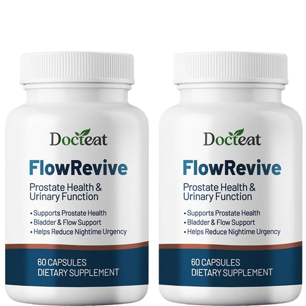 Docteat FlowRevive Men’s Saw Palmetto Prostate Health Supplement with Beta Sitosterol Pygeum Quercetin Curcumin 60 Capsules Healthy supplements