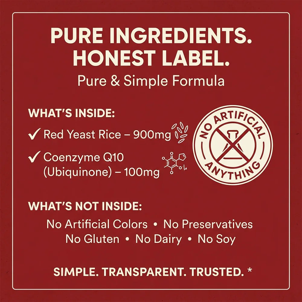 CoQ10 + Red Yeast Rice Supplement, for Cardiovascular & Heart Health, Anti-Aging, Energy Boost, Promote Vitality, Non-GMO Healthy supplements