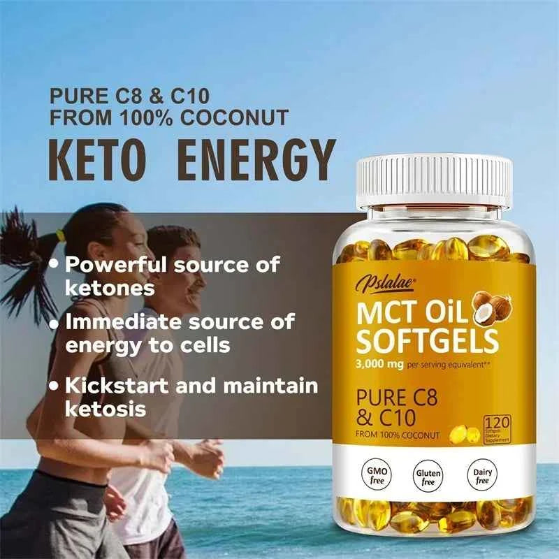 MCT Oil Softgels - Supports Energy, Focus and Mental Clarity, Weight Management, Improves Digestion, Brain Supplement