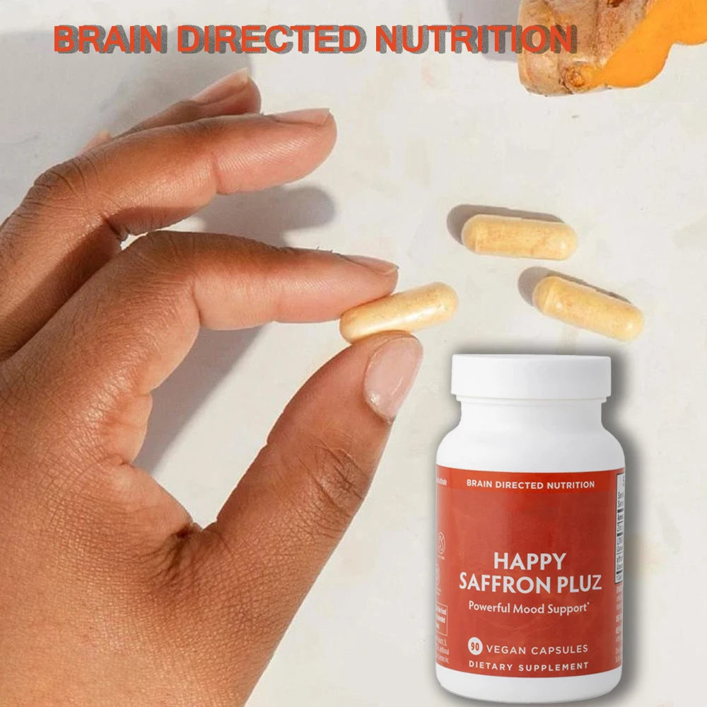 Happy Saffron Supplements Saffron Extract for Mood & Memory, Eye Health - Joint Supplement for Women & Men - 90 Vegan Capsules Healthy supplements
