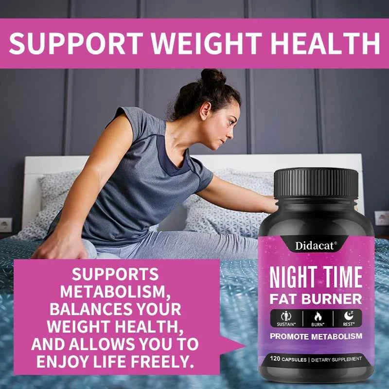 Nighttime Fat Burner - Boosts Metabolism, Suppresses Appetite, Promotes Sleep, Healthy Weight Management Supplement