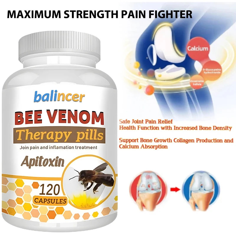 Premium Bee Venom Extract Capsules, Immune Boosting, Antioxidant, Joint and Bone Supplement, Non-GMO, 120 Capsules Healthy supplements