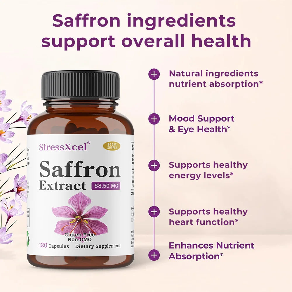 Saffron Extract Capsules, Antioxidant Daily Wellness Supplement, Improve Eye Health, Promotes Blood Circulation & Metabolism Healthy supplements