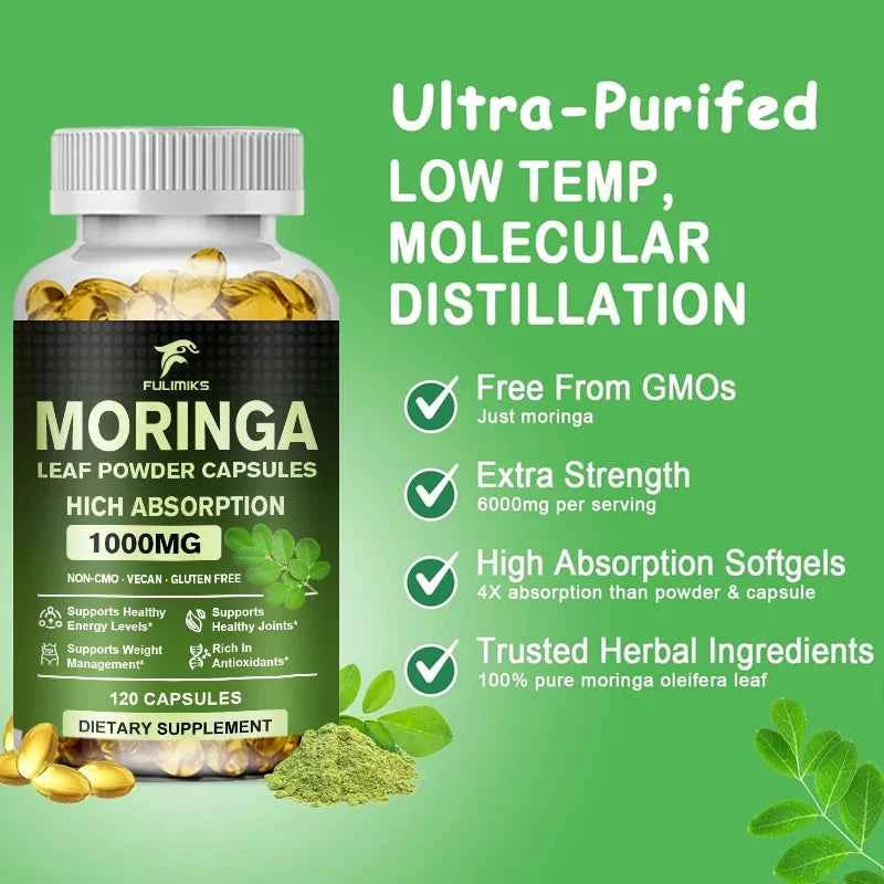 Buy 2 Get 2 Free! Pure Moringa Leaf Powder Supplement Energy, Metabolism and Immune Support,Weight Management, Non-GMO