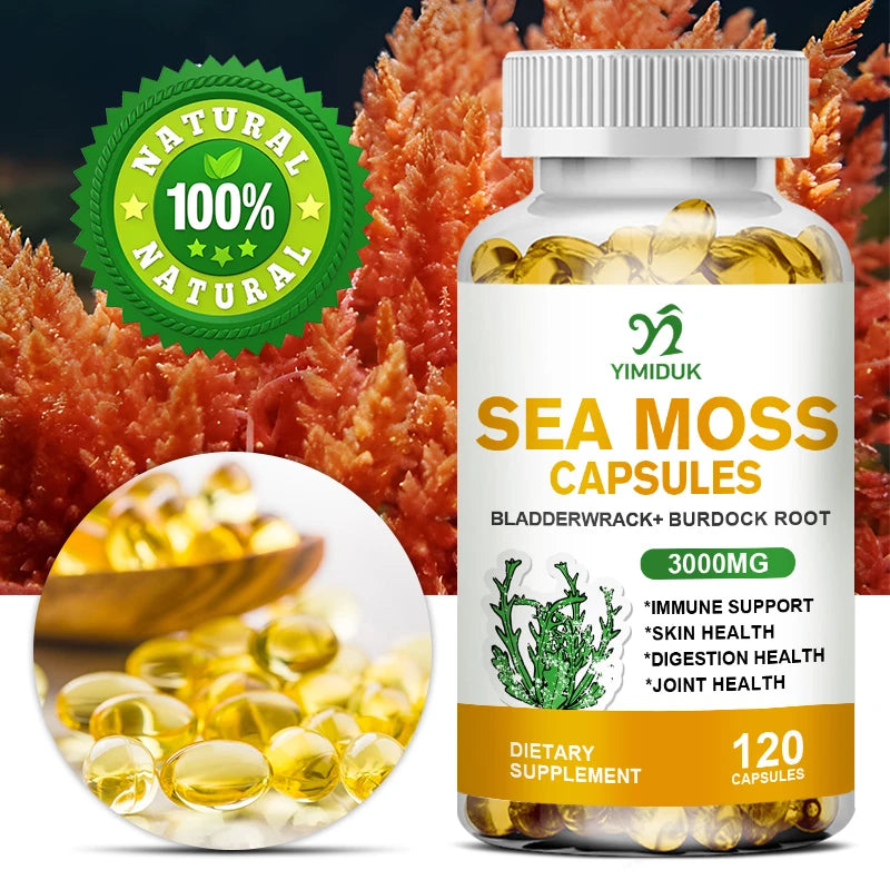 Buy 1 Get 1 Free! Organic Sea Moss Supplement, for Thyroid & Skin Health, Boosts Immunity, Energy & Digestion, GMP Certified Healthy supplements